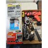 BOX LOT HOME REPAIR TOLS: TIMING LIGHT, HAMMER,