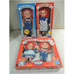 LOT 3 1992 PLAYSKOOL RAGGEDY ANN & ANDY DOLLS