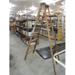 SEARS ALL WOOD 78" WORKMASTER FOLDING STEP LADDER