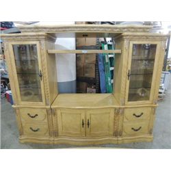 VINTAGE FRENCH PROVINCIAL OAK ENTERTAINMENT CENTER