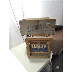 LOT 2 VINTAGE WOODEN CRATES: LABEL: FARLEY MELONS,