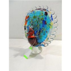 MINCHELLA MURANO STYLE MULTI-COLOR GLASS PEACOCK