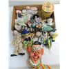 Image 1 : LOT 13 VINTAGE (11) CLOWN DOLLS, 1 CLOWN TIN &