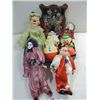 Image 1 : LOT 8 VINTAGE (5) CLOWN DOLLS, CLOWN PRINT PLAQUE,