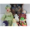 Image 2 : LOT 8 VINTAGE (5) CLOWN DOLLS, CLOWN PRINT PLAQUE,