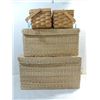 Image 1 : LOT 4 (2) NESTED REED WOVEN FLIP TOP BASKETS & 2