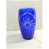 Image 1 : VINTAGE COBALT BLUE CUT CRYSTAL 10"H VASE