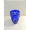 Image 2 : VINTAGE COBALT BLUE CUT CRYSTAL 10"H VASE