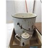Image 1 : LOT 2 VINTAGE ENAMAL WARE: 12"D LARGE KETTLE, 1