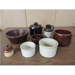 LOT 7 VINTAGE STONEWARE & MARCREST MIXING BOWL,