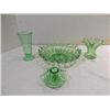 Image 1 : LOT 4 MID CENTURY MODERN LIGHT GREEN GLASSWARE: