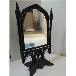 16"H ORNATE CAST IRON TABLE TOP TILTING MIRROR