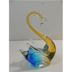 MINCHELLA MURANO STYLE BLUE & GOLD GLASS SWAN