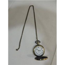 NEW QUARTZ POCKET WATCH & CHAIN WITH BUTTERFLY