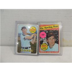 LOT 2 1969 TOPPS #410,421 BASEBALL CARDS: KALINE &