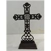 Image 1 : 12"H NEW CAST IRON STYLIZED CROSS ON BASE