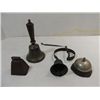 LOT 4 VINTAGE ASSORTED TYPES OF BRASS BELLS