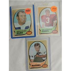 LOT 3 1970 KEY TOPPS #237, 25, 224 FOOTBALL CARDS: