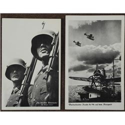2 ORIG NAZI POSTCARDS--WEHRMACHT SOLDIERS W/M16 HELMETS