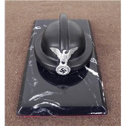 NAZI NSKK HELMET AND MARBLE BASE DESK ORNAMENT-POST WAR