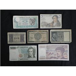 Mixed European Old Paper Money Algeria, France, Italy