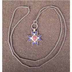 VINTAGE LOYAL LEGION US GILT & ENALEL BADGE ON CHAIN