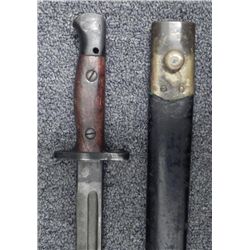 BRITISH M1907 BAYONET WITH LEATHER & BRASS SCABBARD