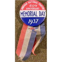 1937 MEMORIAL DAY BUTTON BOHEMIAN NATIONAL CEMETERY