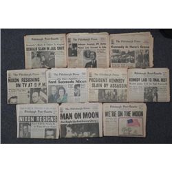 10 HISTORICAL NEWSPAPERS-KENNEDY, JOHNSON, NIXON