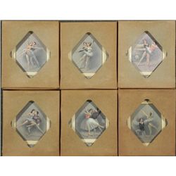 SIX VINTAGE (50'S) FANCY FRAMED BALLET ART PIECES GINA