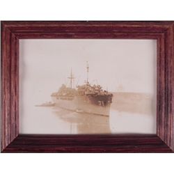 WWII 1944 U.S. BATTLESHIP G I PHOTO NEW GUINEA -FRAMED