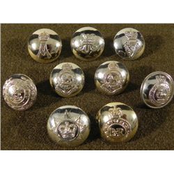 NINE BRITISH REGIMENTAL BUTTONS