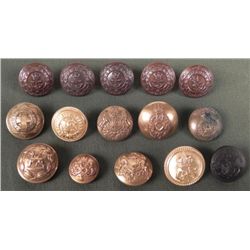 15 VINTAGE BRITISH MILITARY BUTTON COLLECTION,MAKER MKD