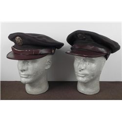 TWO WWII US AAF WOOL VISOR HATS WITH INSIGNIA
