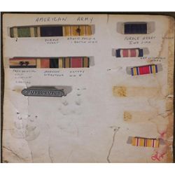 WWII 6 RIBBON BARS AND 1 MARKSMANSHIP BADGE