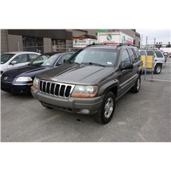 1999 JEEP GRAND CHEROKEE LAREDO, 4X4, 4DR, GREEN, VIN # 1J4GW58N8XC605848