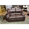 Image 2 : 2PCS CONTEMPORARY BROWN LEATHER RECLINING SOFA AND LOVE SEAT SET