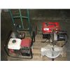 Image 1 : PALLET LOT OF ASSORTED TOOLS; DELTA MITER SAW, 2 GAS POWERED GENERATORS AND 2WHEEL FURNITURE