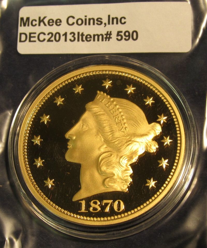 590 Copy Of An 1870 Cc 20 Liberty Gold Coin Gold Plated Marked Copy