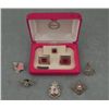 Image 1 : Enameled Cufflinks Set in Box & Pins Eagle, Flag, Horse