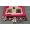 Image 2 : Enameled Cufflinks Set in Box & Pins Eagle, Flag, Horse
