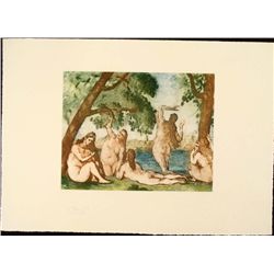 Cezanne Colored Etching Art Print - Five Bathers