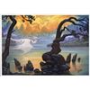 Fantasy Lake Ciruelo Signed Art Print Magical Dragons