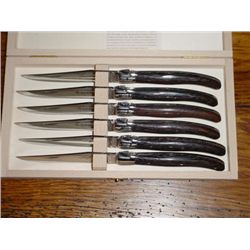 Set 6 authentic French Laguiole steak knives wengewood