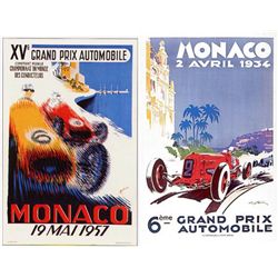 2 Advertising Prints Monaco Racing 1934, 57 Hamel Minne