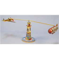 Vintage Unique Art Litho. Tin "Sky-Rangers" Plane & Zep