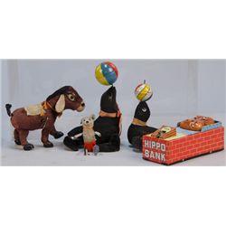 Lot of 5 - Vintage Misc. Litho. Tin & Felt Coved Tin To