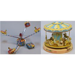 Lot of 2 - Vintage "Playland" Litho. Tin Carnival Ride