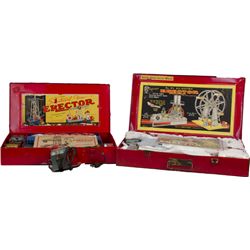 Lot of 2 - Vintage A.C. Gilbert Erector Sets In Red Met