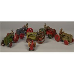 Lot of 6 - Vintage Arcade Cast-Iron Fordson Tractors: